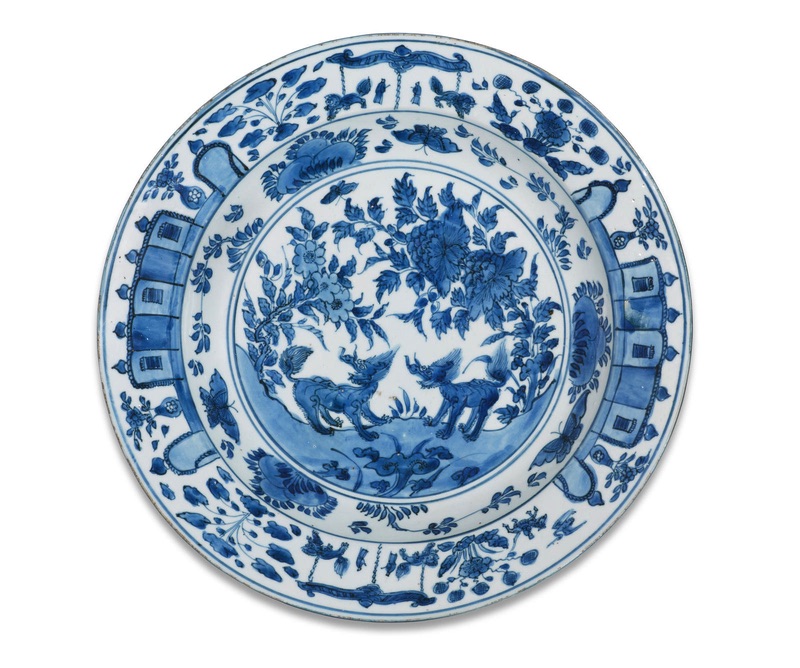 CN-A-blue-and-white-Qilin-dish-Ming-dynasty-Wanli-period-Bonhams
